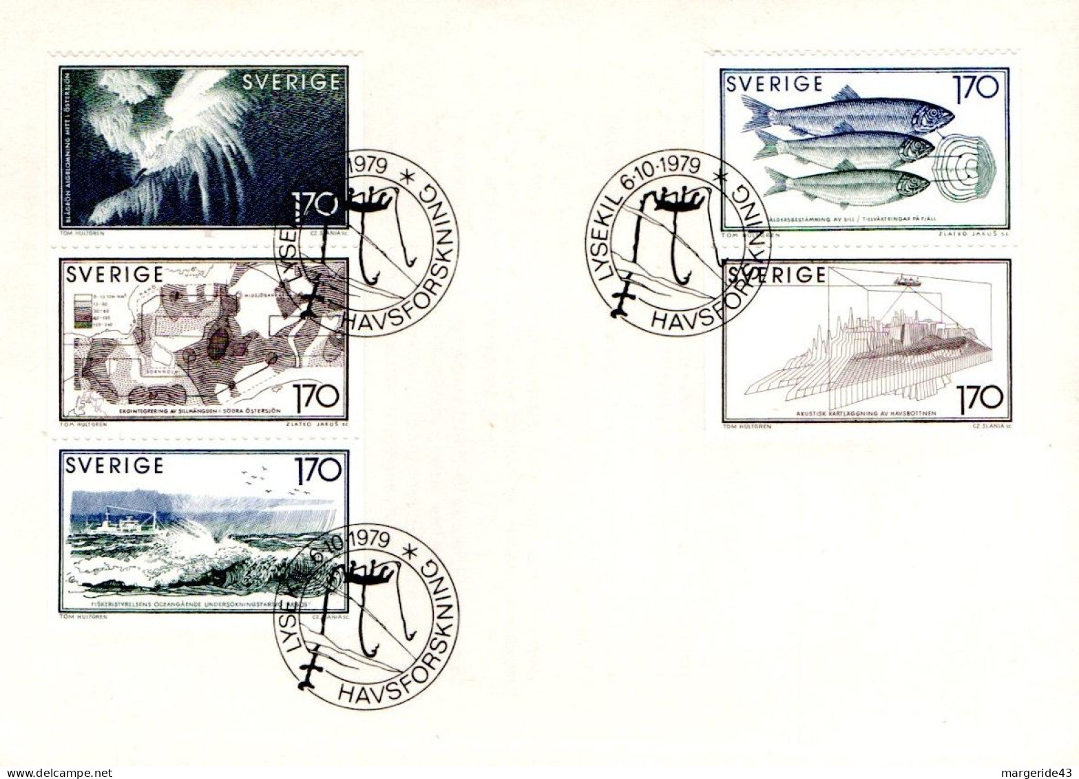 SUEDE FDC 1979 RECHERCHES MARINES POUR LE HARENG - FDC