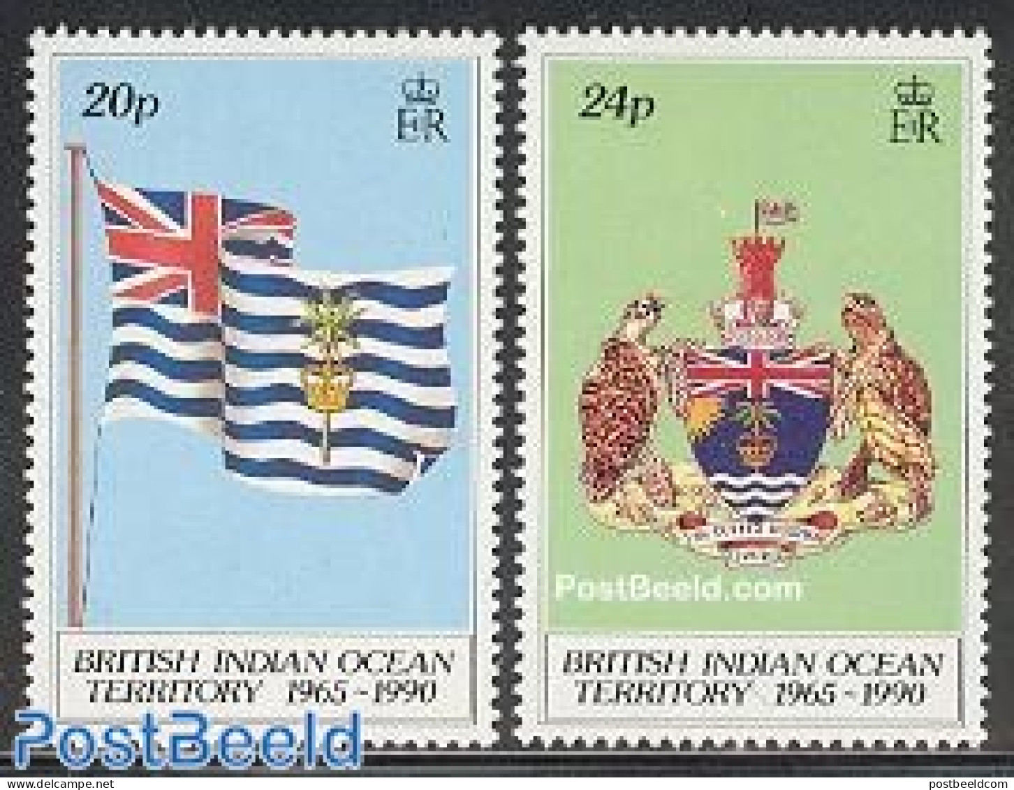 British Indian Ocean 1990 B.I.O.T. 25th Anniversary 2v, Mint NH, History - Coat Of Arms - Flags - Autres & Non Classés