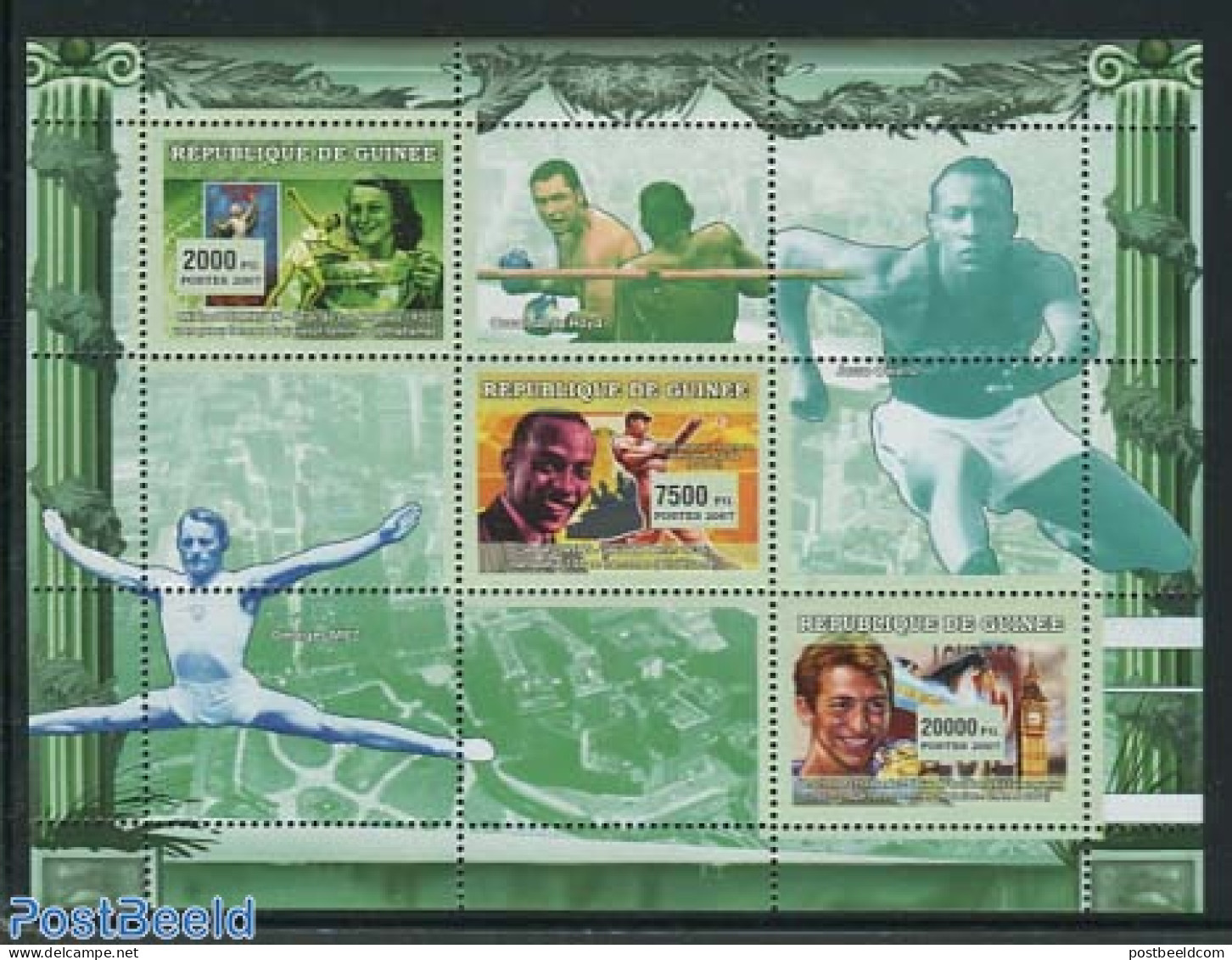 Guinea, Republic 2007 Olympic Winners 3v M/s, Mint NH, Sport - Athletics - Baseball - Olympic Games - Swimming - Athletics