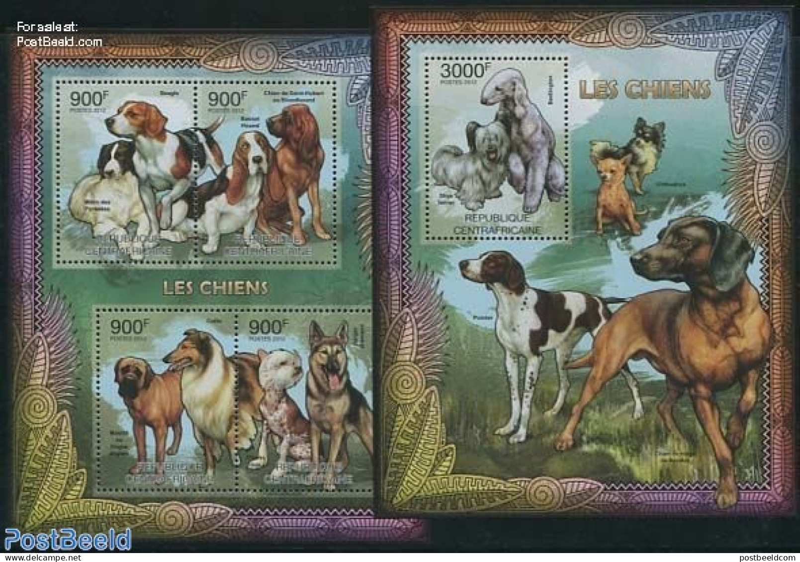 Central Africa 2012 Dogs 2 S/s, Mint NH, Nature - Dogs - Repubblica Centroafricana