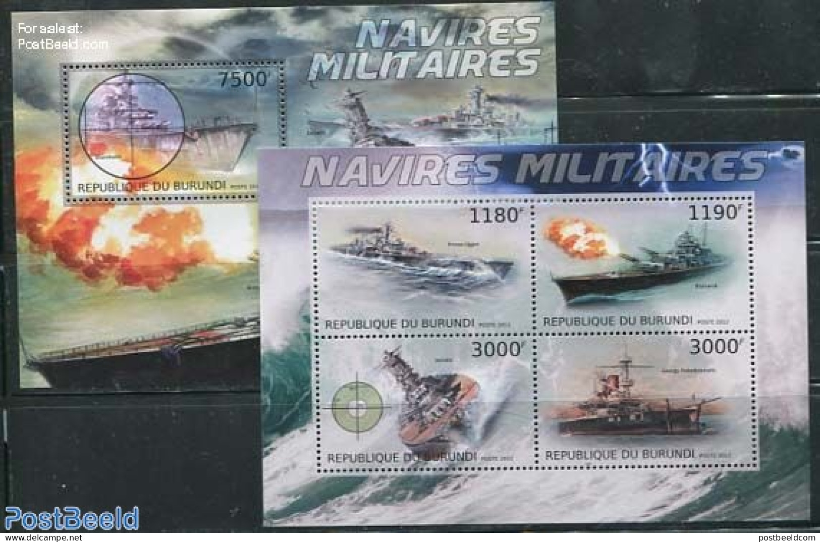 Burundi 2012 Military Ships 2 S/s, Mint NH, Transport - Ships And Boats - Bateaux