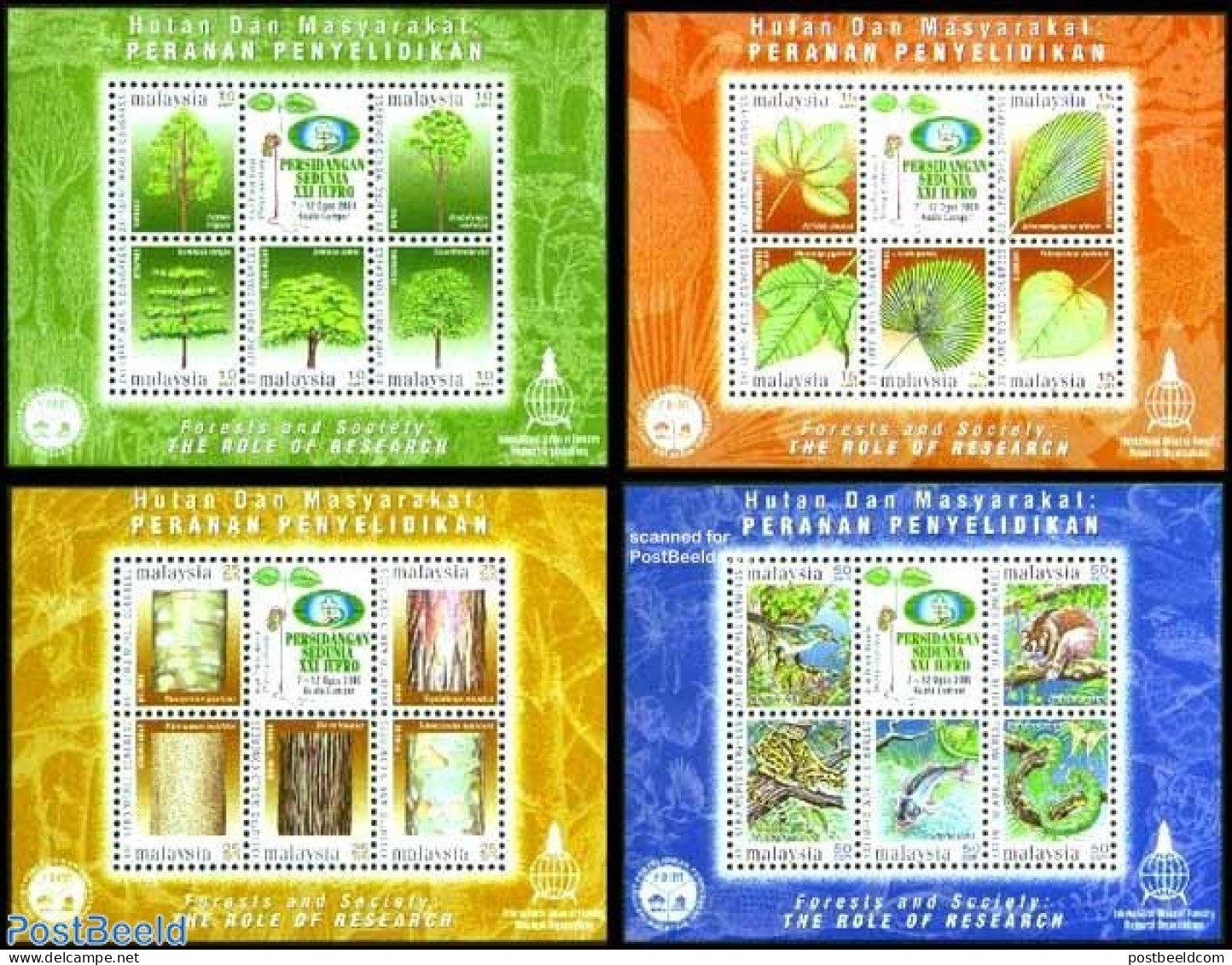 Malaysia 2000 Forest Congress 4 S/s, Mint NH, Nature - Trees & Forests - Rotary, Lions Club