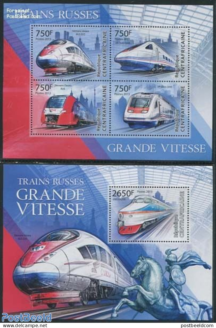 Central Africa 2013 Russian High Speed Trains 2 S/s, Mint NH, Transport - Railways - Treni