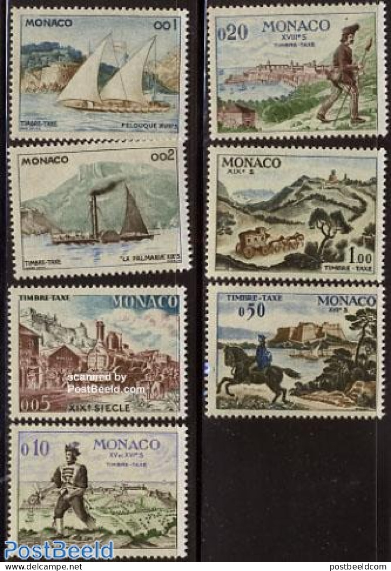 Monaco 1960 Postage Due, Post 7v, Mint NH, Nature - Transport - Horses - Post - Coaches - Railways - Ships And Boats - Other & Unclassified