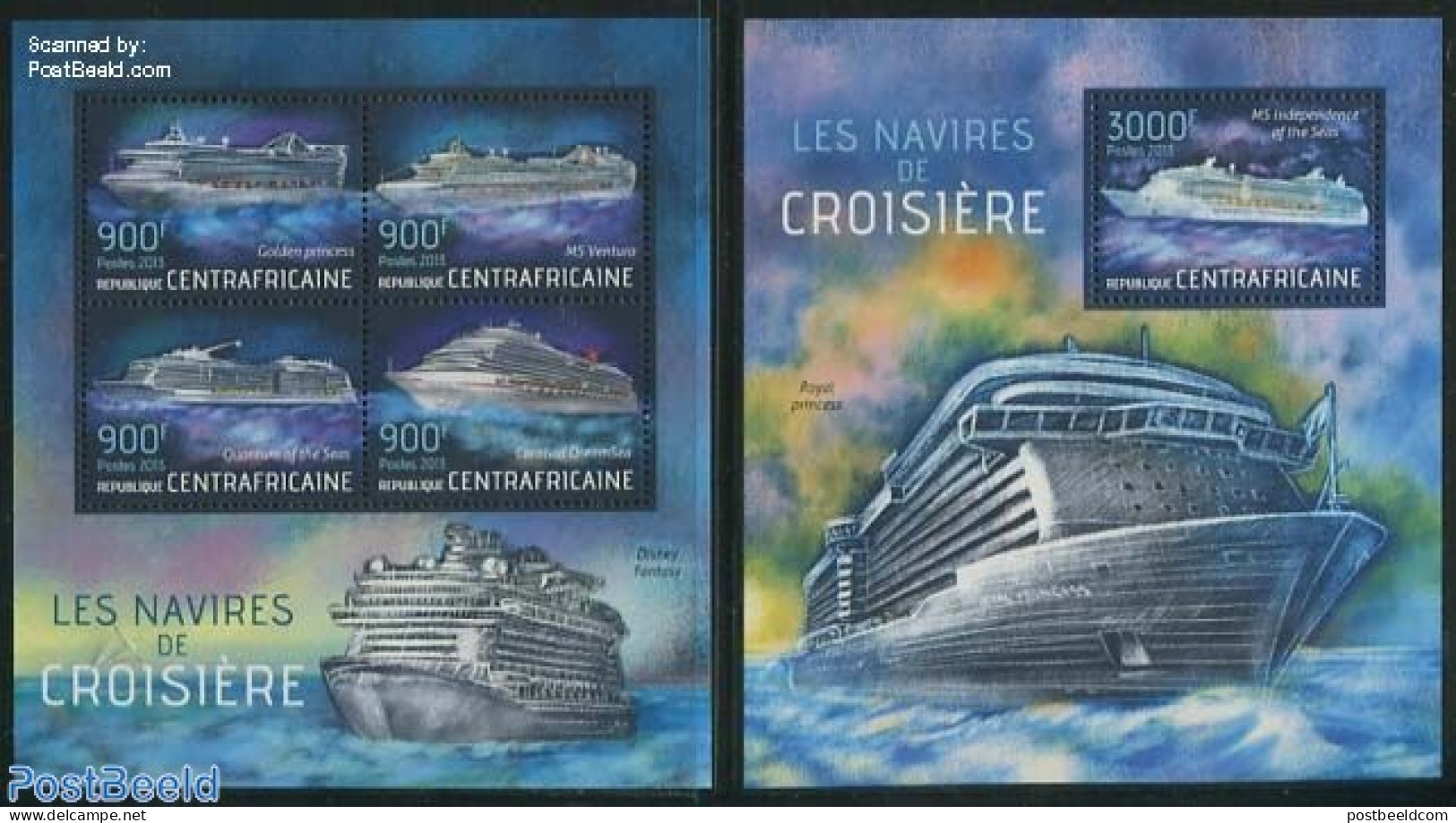 Central Africa 2013 Cruise Ships 2 S/s, Mint NH, Transport - Ships And Boats - Ships