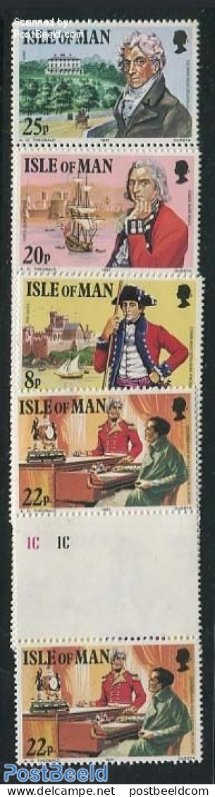 Isle Of Man 1981 Mark Wilks 4v, Gutter Pairs, Mint NH, Transport - Ships And Boats - Castles & Fortifications - Bateaux