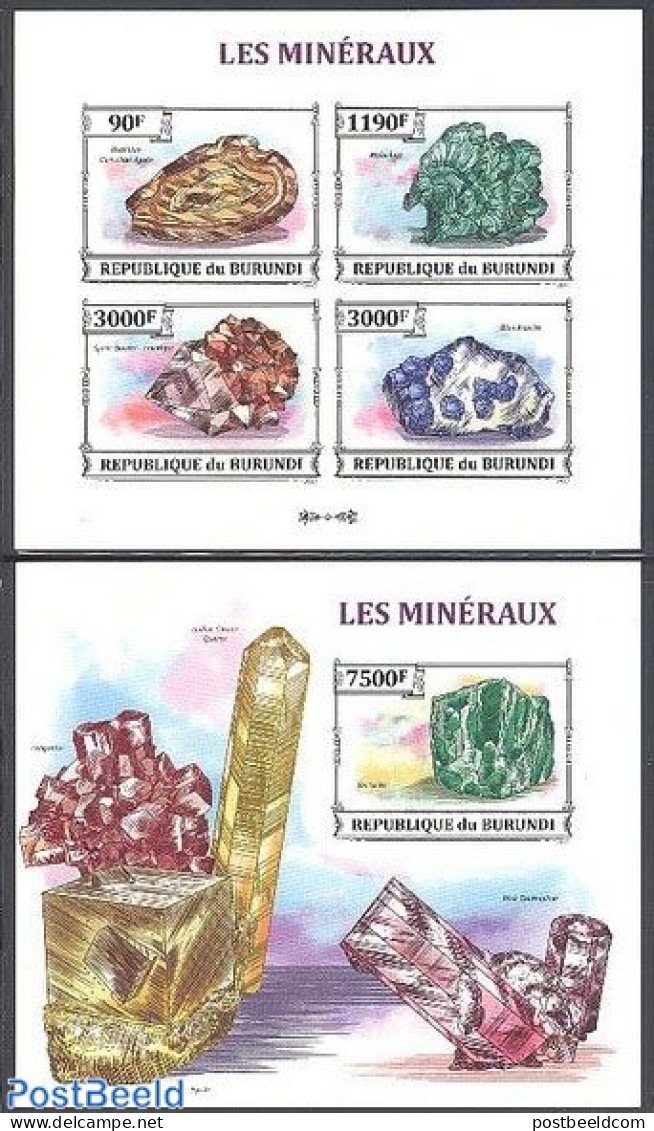 Burundi 2013 Minerals 2 S/s, Imperforated, Mint NH, History - Geology - Other & Unclassified