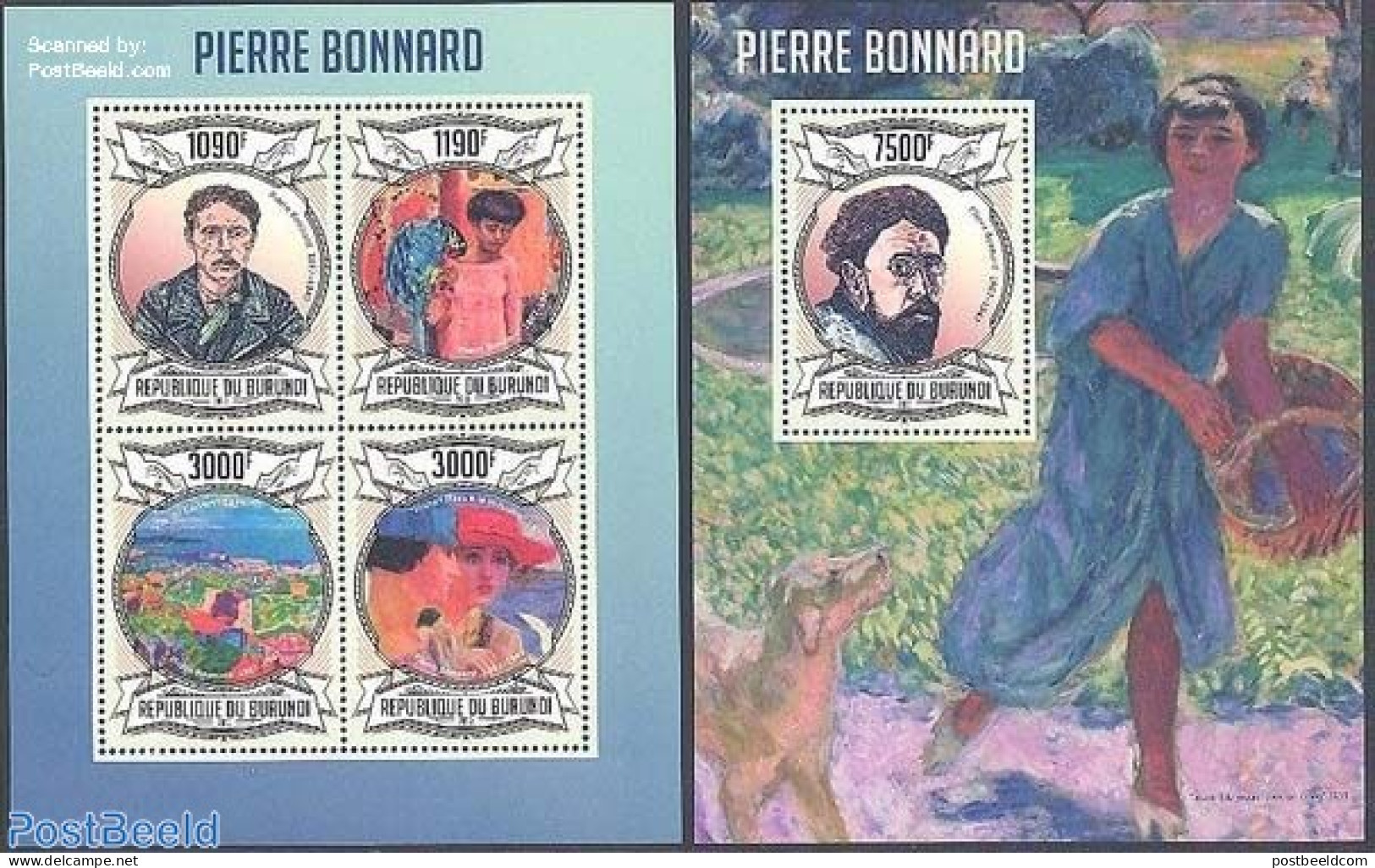 Burundi 2013 Pierre Bonnard 2 S/s, Mint NH, Art - Modern Art (1850-present) - Paintings - Otros & Sin Clasificación