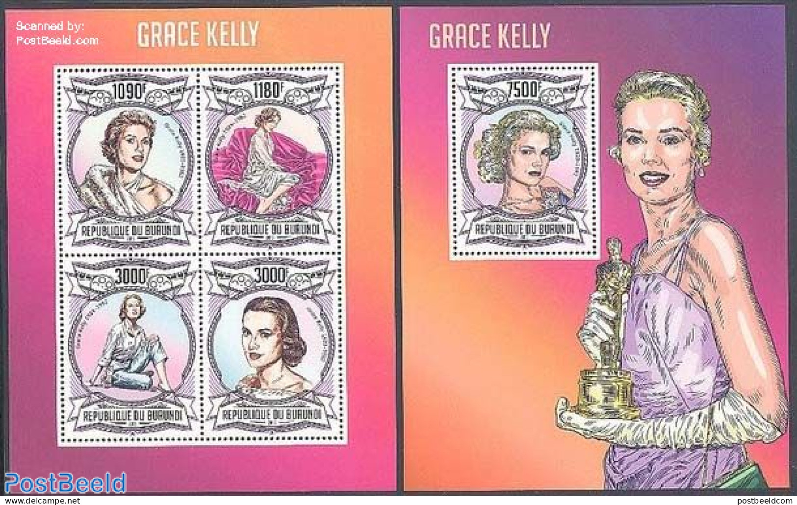 Burundi 2013 Grace Kelly 2 S/s, Mint NH, History - Performance Art - Kings & Queens (Royalty) - Movie Stars - Royalties, Royals