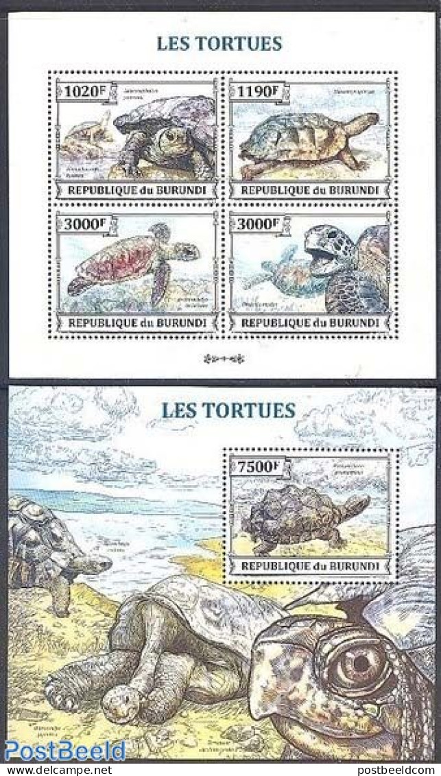 Burundi 2013 Turtles 2 S/s, Mint NH, Nature - Reptiles - Turtles - Otros & Sin Clasificación