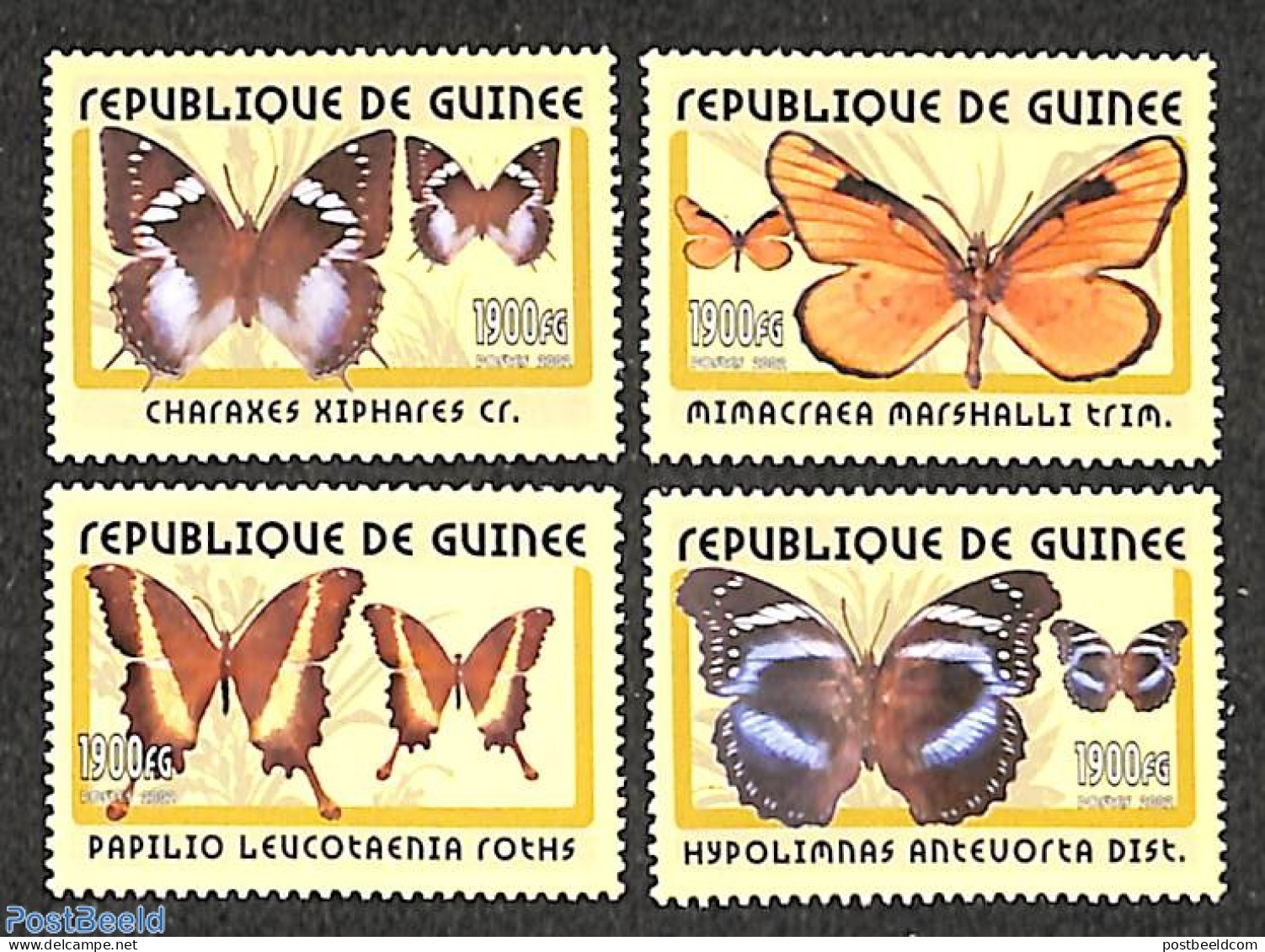 Guinea, Republic 2001 Butterflies 4v , Mint NH, Nature - Butterflies - Sonstige & Ohne Zuordnung