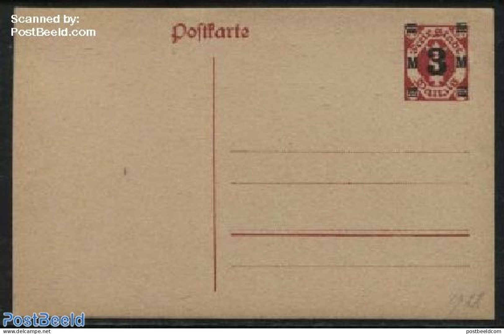 Germany, Danzig 1922 Postcard 3M On 80pf, Unused Postal Stationary - Other & Unclassified