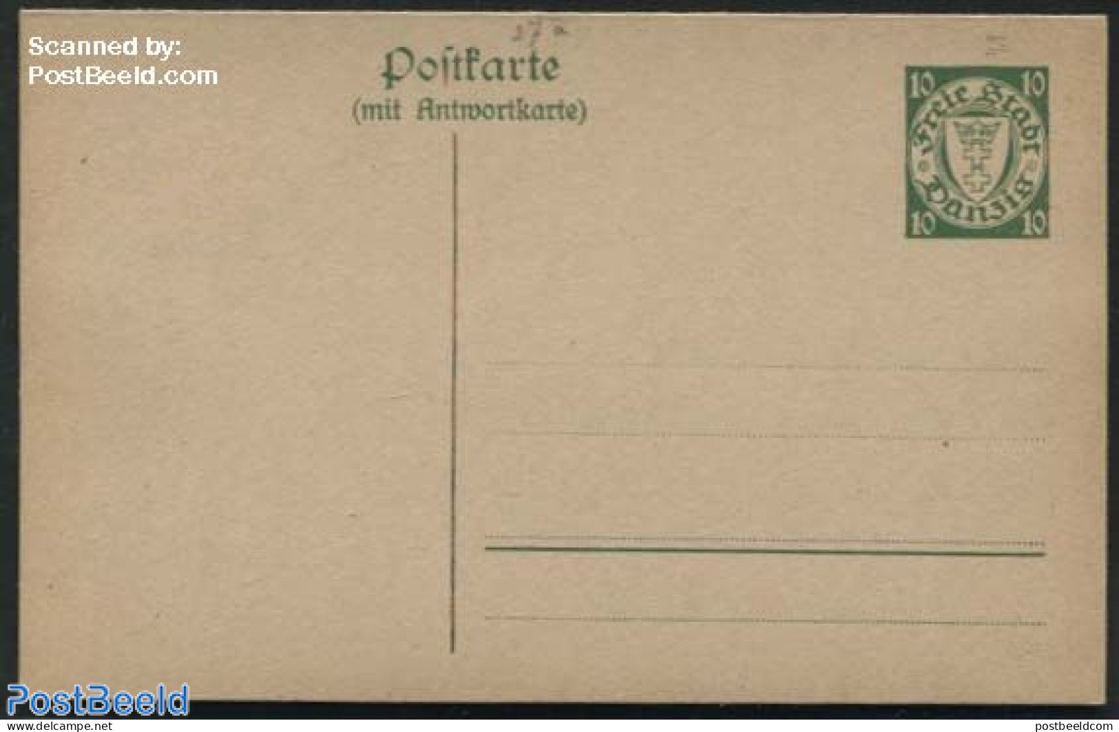 Germany, Danzig 1924 Reply Paid Postcard 10/10pf, Unused Postal Stationary - Sonstige & Ohne Zuordnung