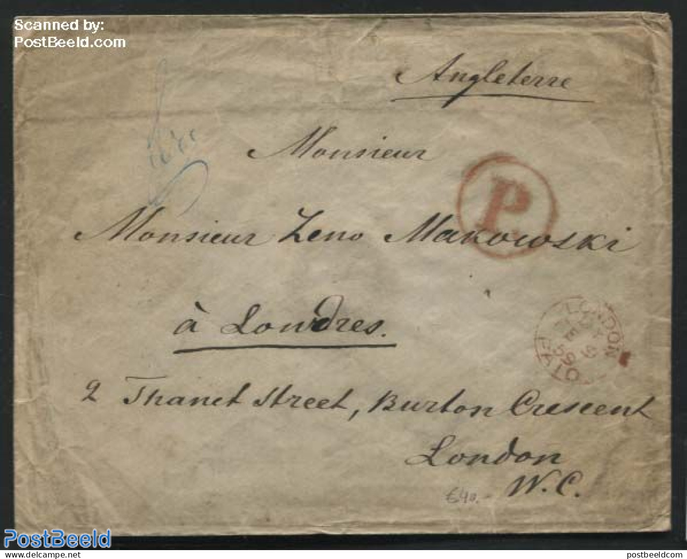 Russia 1859 Letter From St. Petersburg To London, Postal History - Andere & Zonder Classificatie