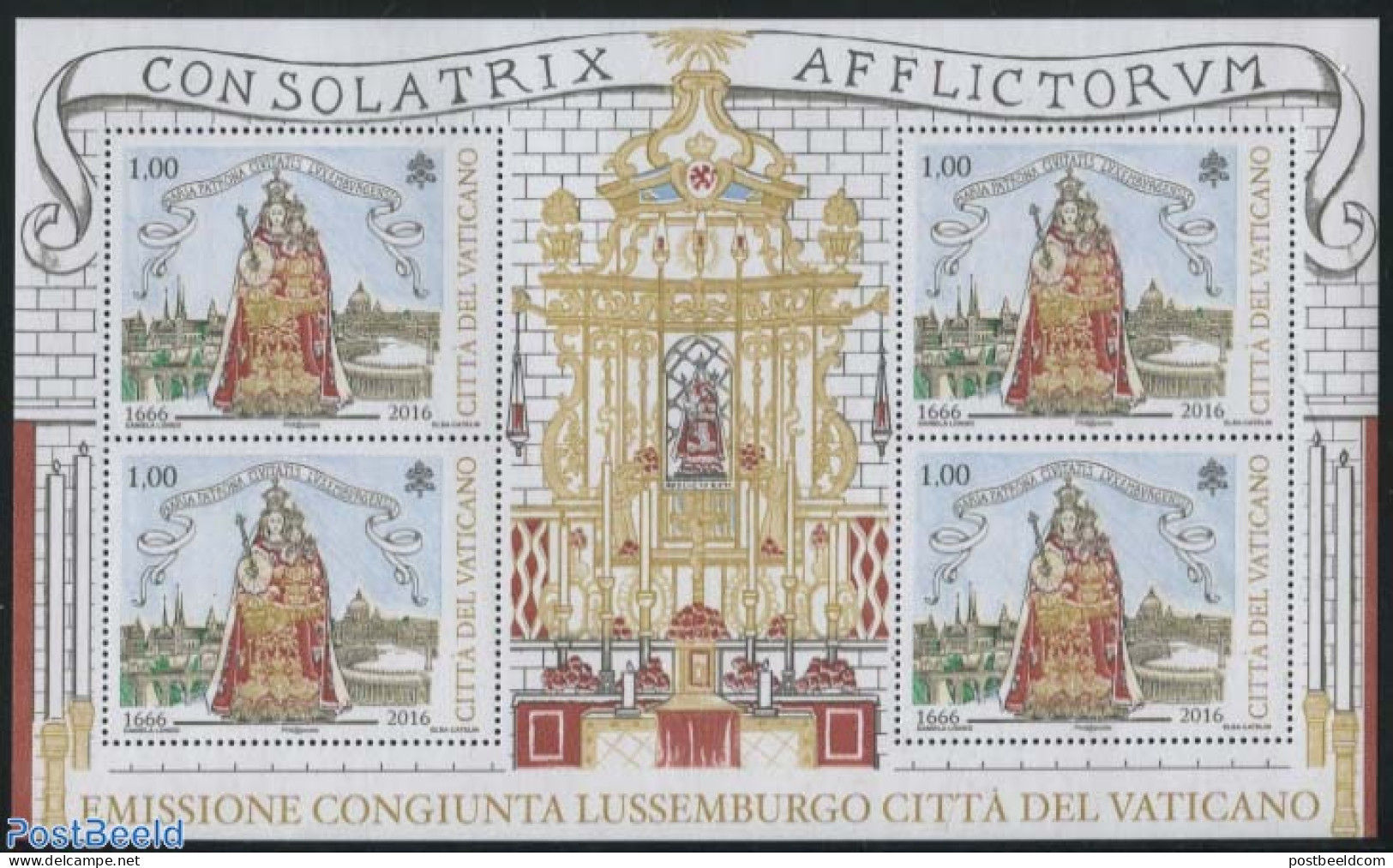 Vatican 2016 Holy Mary M/s, Joint Issue Luxemburg, Mint NH, Religion - Various - Religion - Joint Issues - Ongebruikt