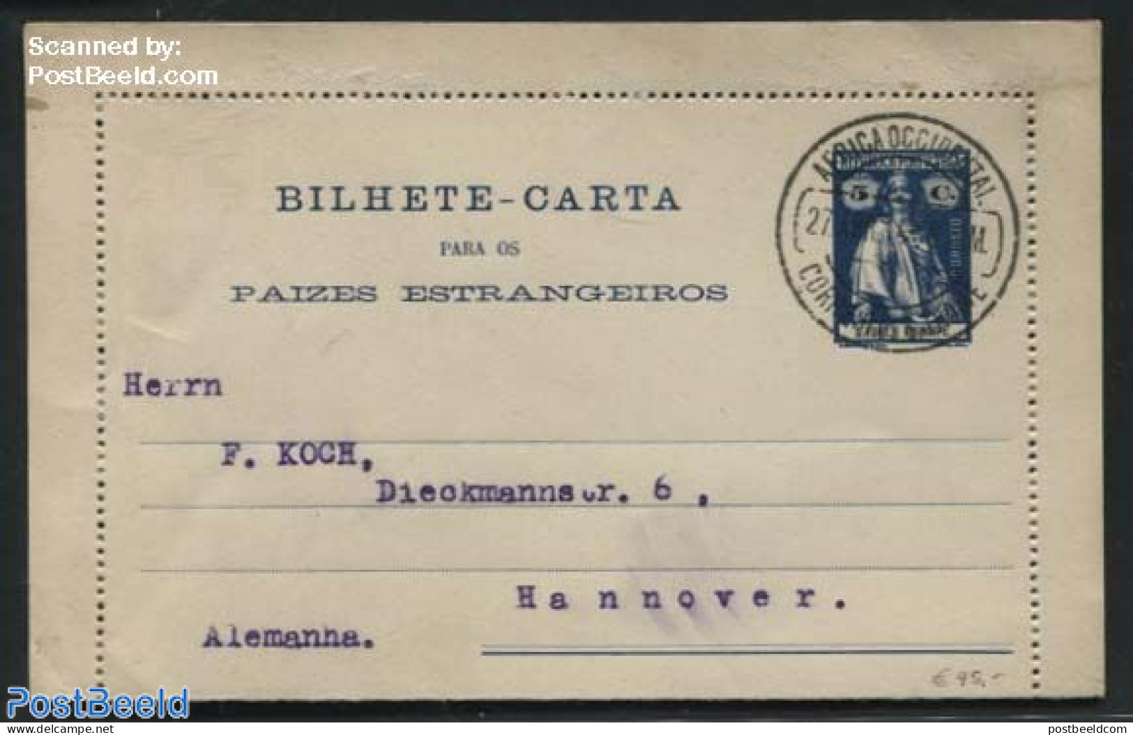 Sao Tome/Principe 1914 Card Letter To Germany, Used Postal Stationary - Sao Tome Et Principe