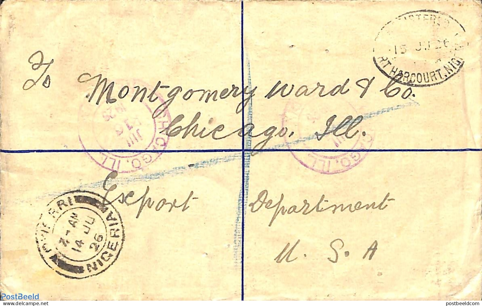 Nigeria 1926 Registered Letter From Nigeria To Chicago, USA., Postal History - Autres & Non Classés