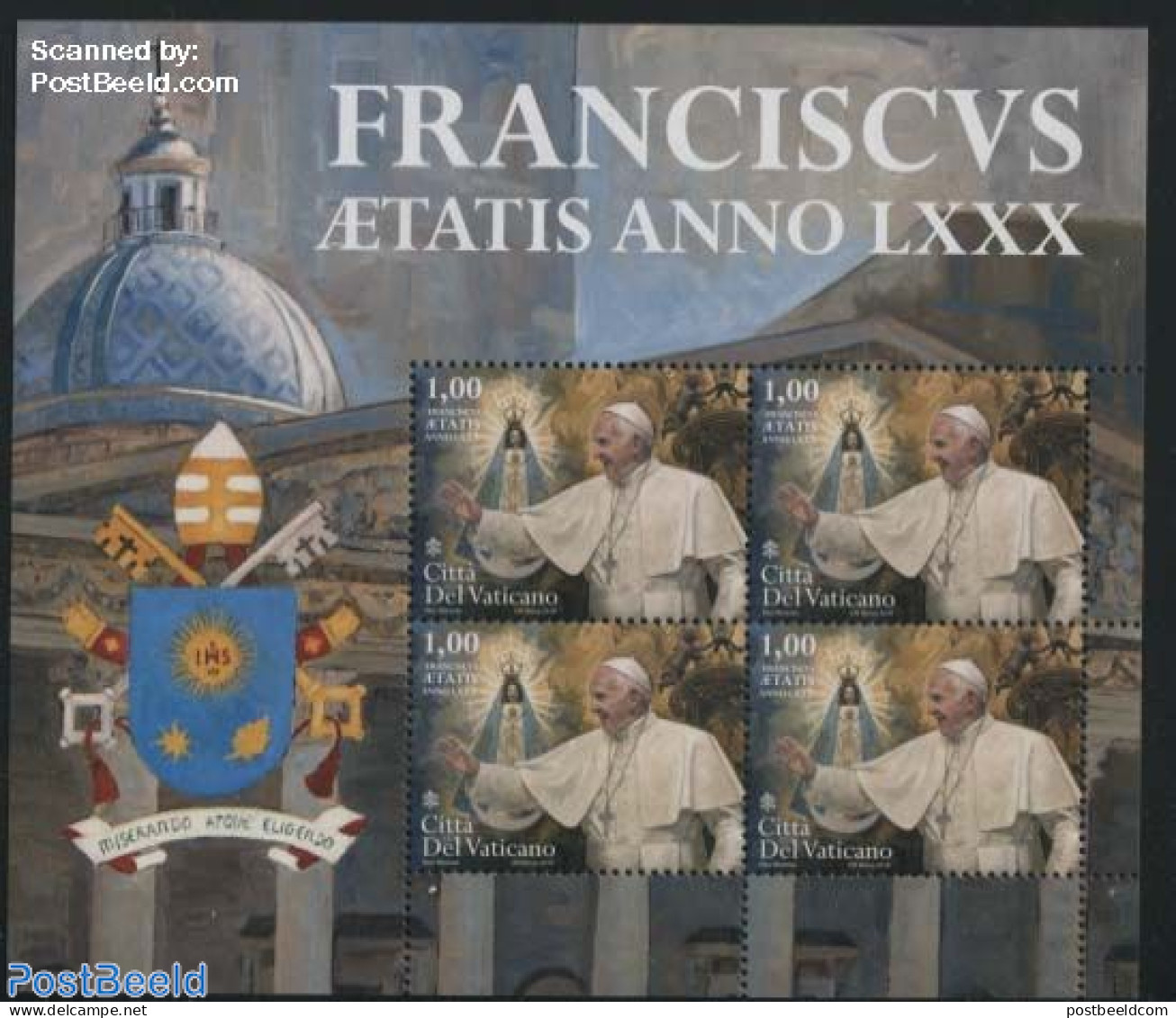 Vatican 2016 Pope Francis 80th Birthday M/s, Mint NH, Religion - Pope - Religion - Ungebraucht