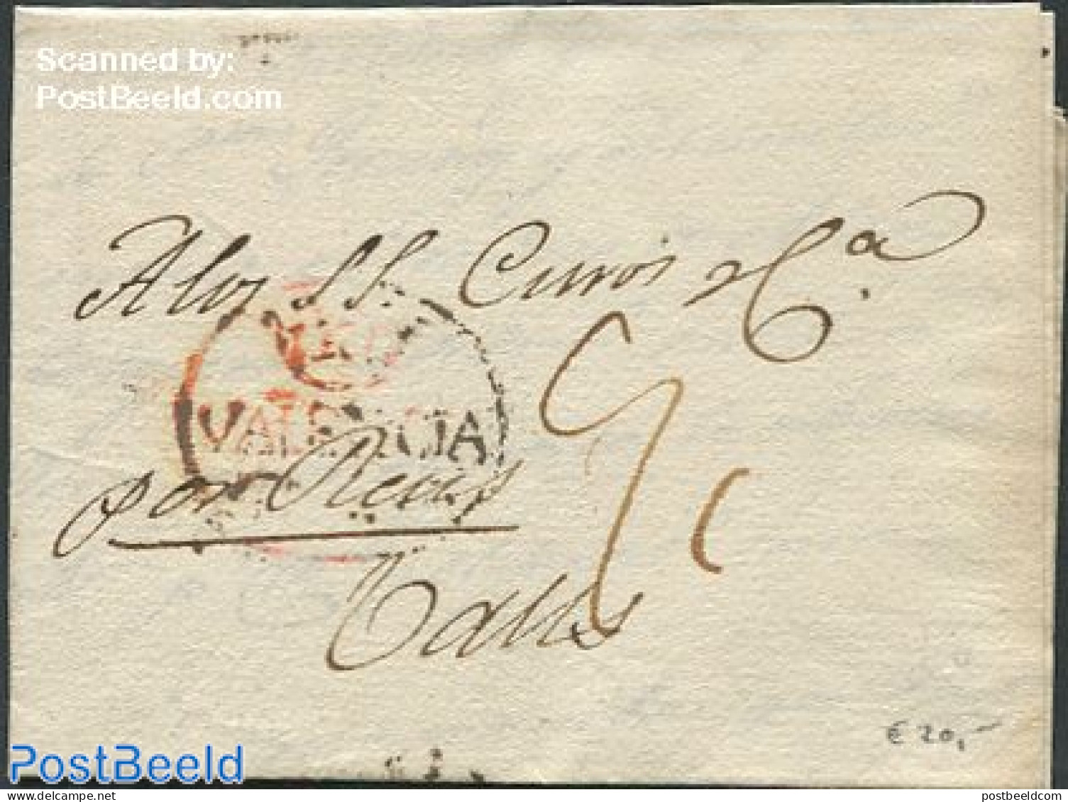Spain 1815 Folding Letter From Valencia, Postal History - Briefe U. Dokumente