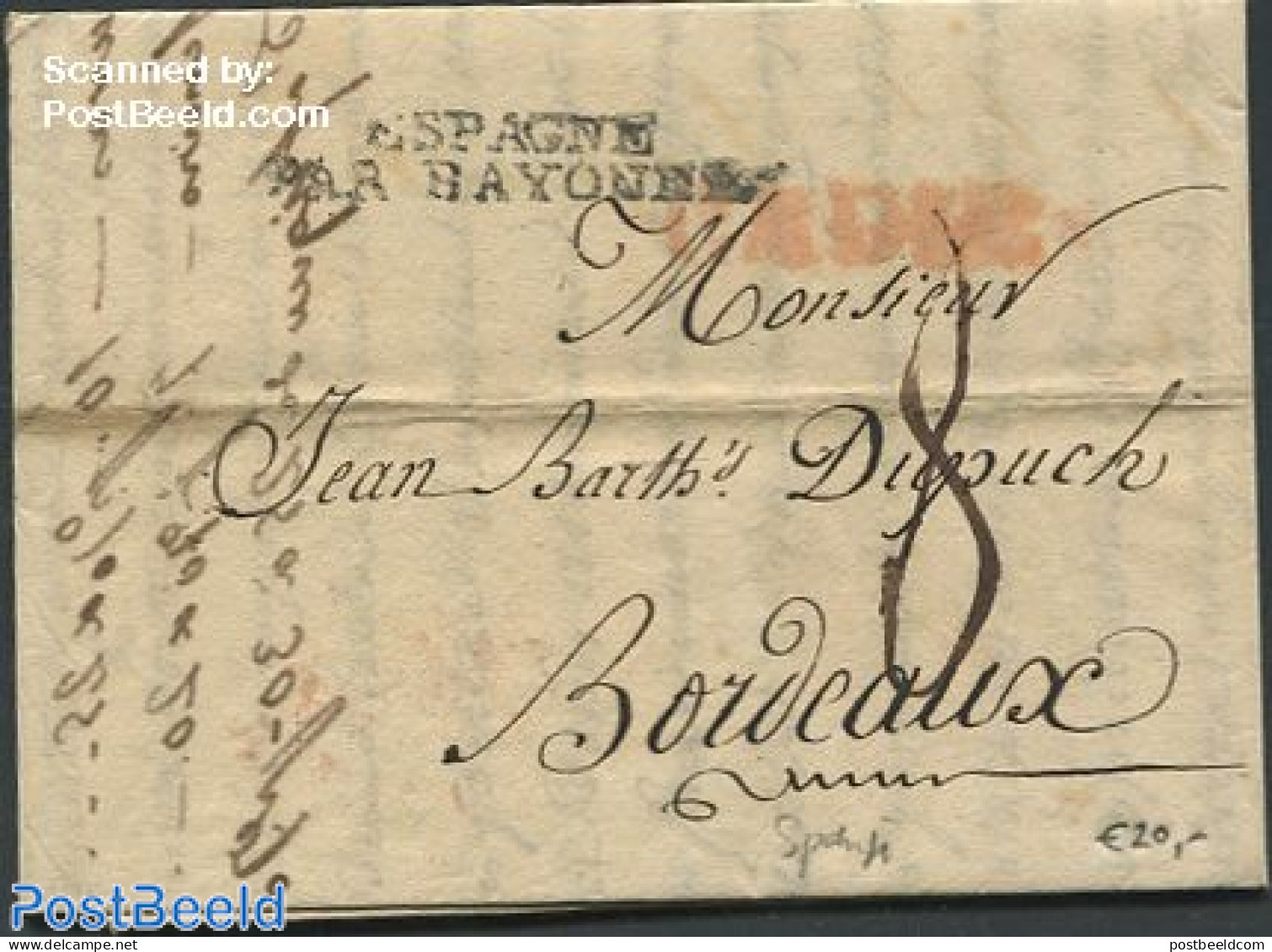Spain 1817 Folding Letter To Bordeaux, Postal History - Storia Postale