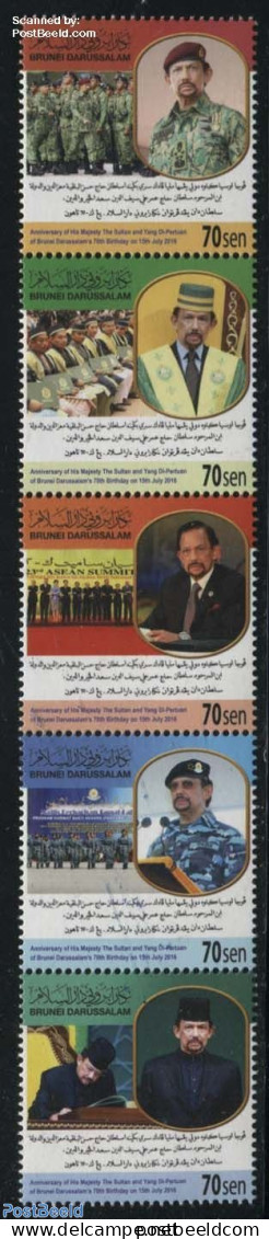 Brunei 2016 Sultans 70th Birthday 5v [::::], Mint NH, History - Various - Decorations - Kings & Queens (Royalty) - Uni.. - Militares