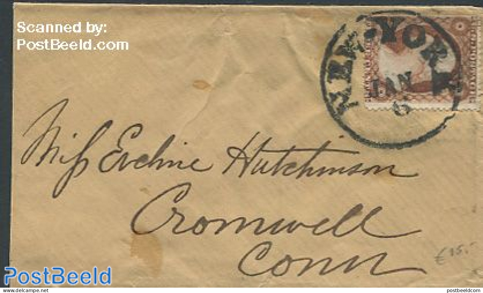 United States Of America 1860 Little Envelope From New York, Postal History - Brieven En Documenten