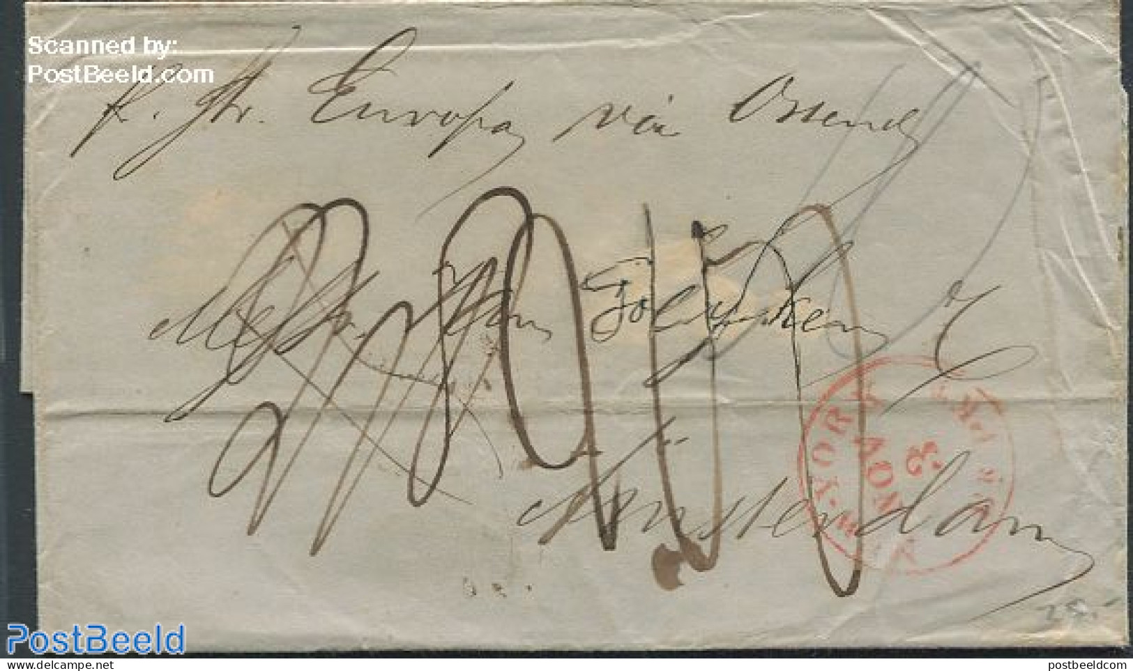 United States Of America 1852 Folding Cover From New York, Postal History - Cartas & Documentos