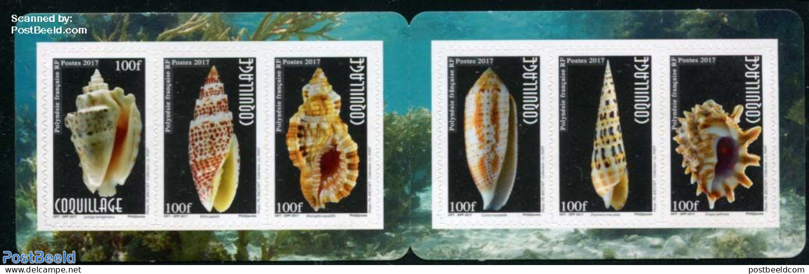French Polynesia 2017 Shells 6v S-a In Booklet, Mint NH, Nature - Shells & Crustaceans - Stamp Booklets - Ongebruikt