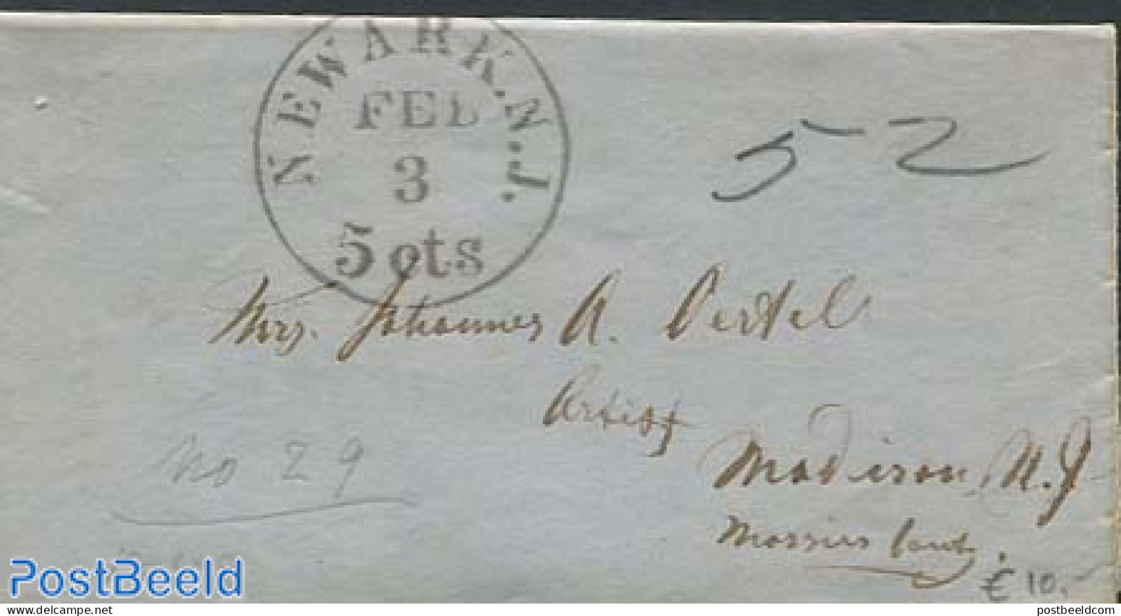 United States Of America 1852 Folding Letter From The USA, Postal History - Cartas & Documentos