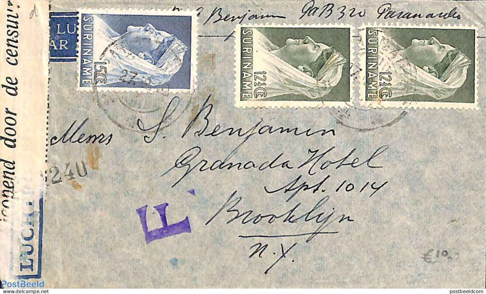Suriname, Colony 1940 Censored Letter From Paramaribo To New York, Postal History - Other & Unclassified