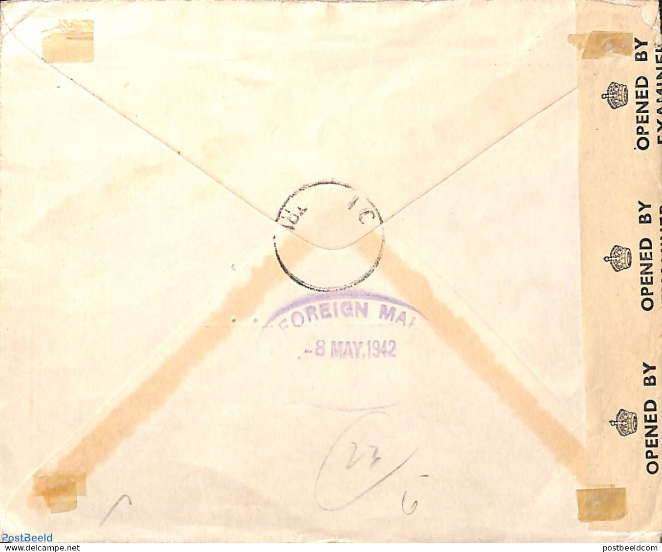 Suriname, Colony 1943 Censored Letter With Special Postmark CENSUUR SURINAME, Postal History, Various - Banking And In.. - Andere & Zonder Classificatie
