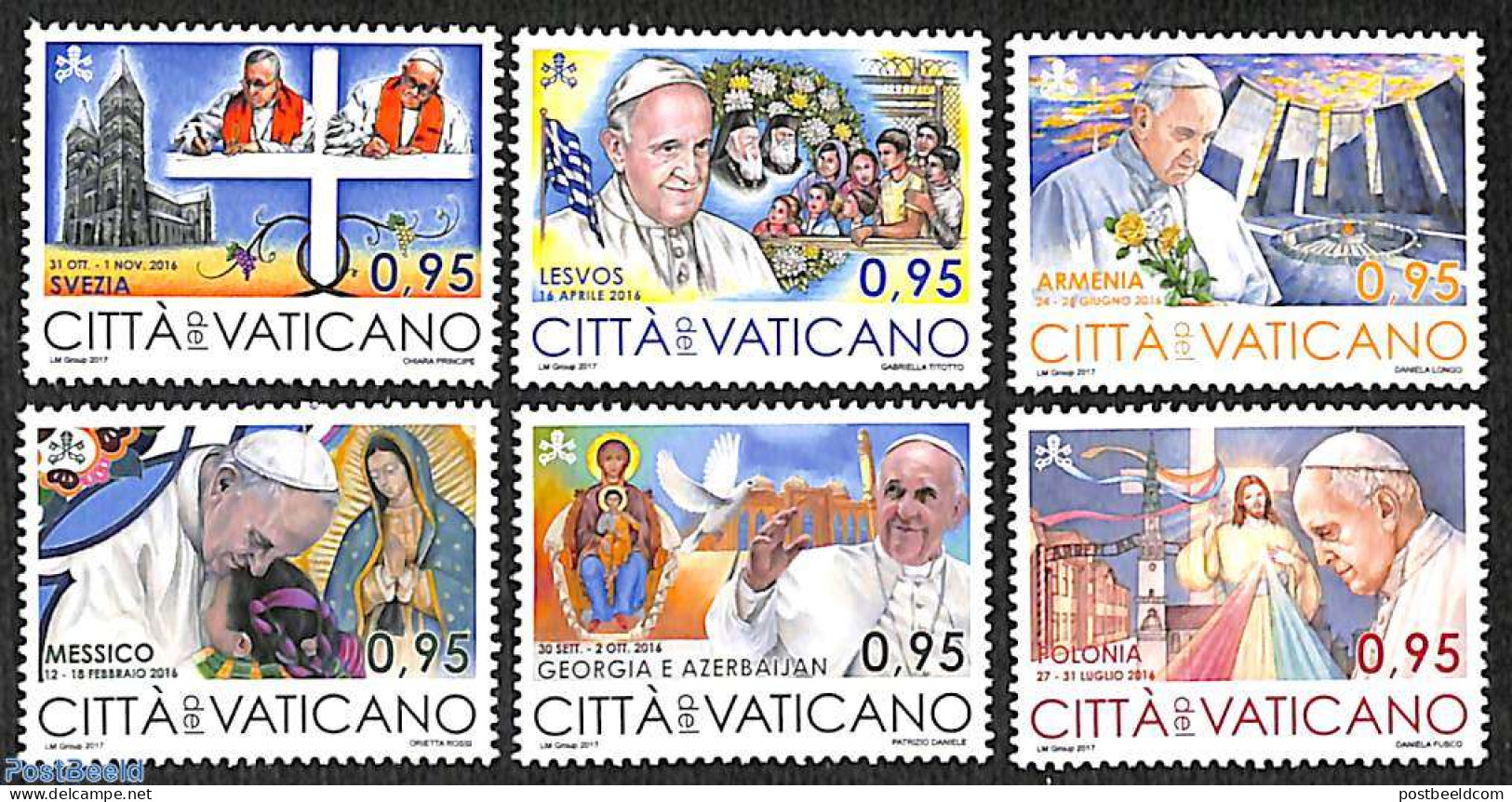 Vatican 2017 Pope's Travels 6v, Mint NH, Religion - Pope - Ungebraucht