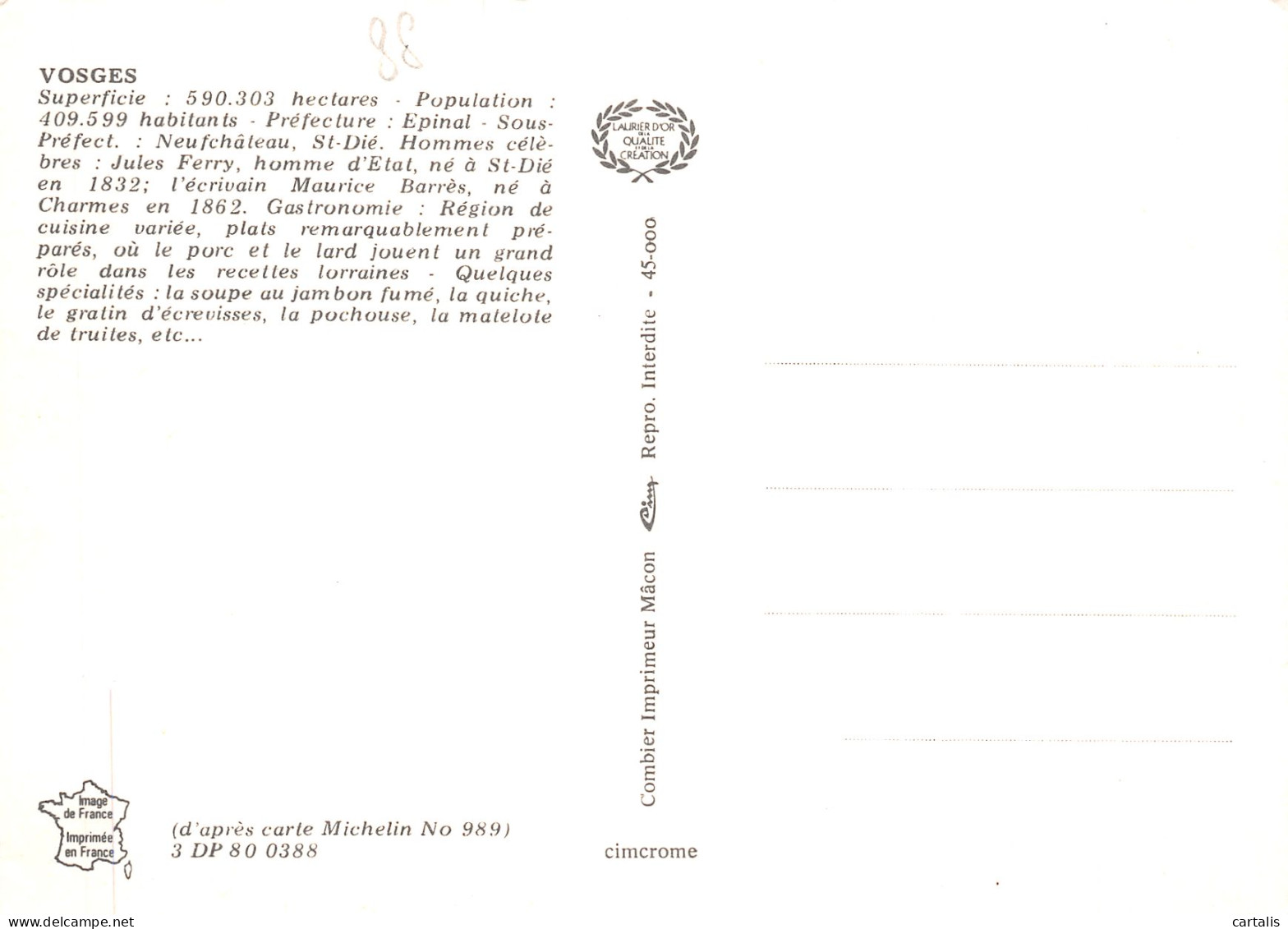 88-VOSGES-N°4180-D/0015 - Other & Unclassified