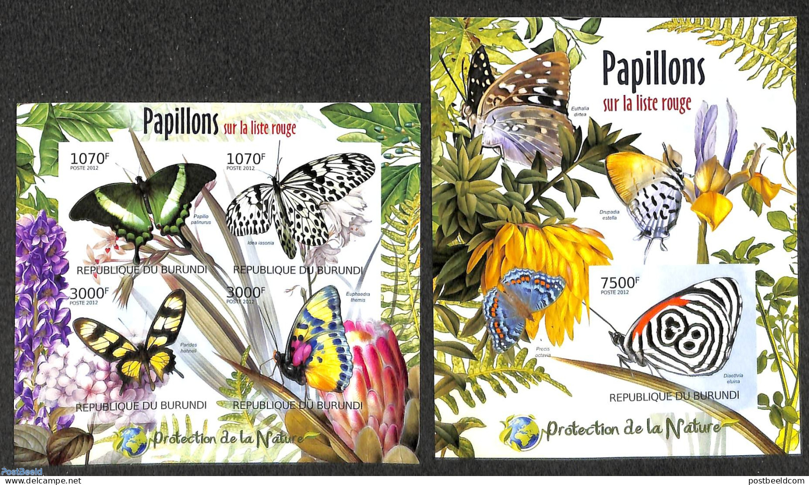 Burundi 2012 Endangered Butterflies  2 S/s, Imperforated, Mint NH, Nature - Butterflies - Altri & Non Classificati