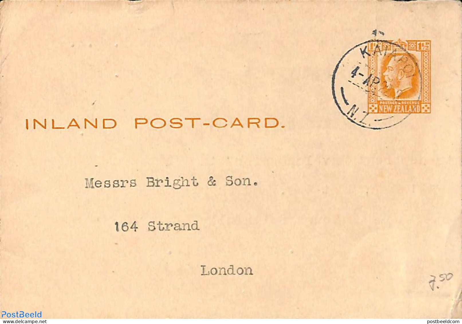 New Zealand 1922 Postcard To London, Used Postal Stationary - Covers & Documents