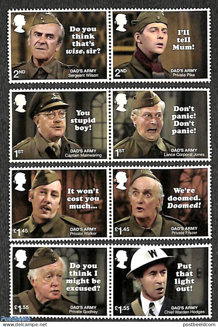 Great Britain 2018 Dad's Army 8v (4x[:]), Mint NH, Performance Art - Film - Movie Stars - Unused Stamps