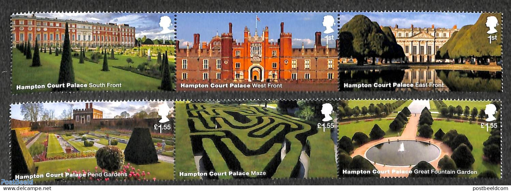 Great Britain 2018 Hampton Court Palace 6v (2x [::]), Mint NH, Nature - Gardens - Art - Castles & Fortifications - Unused Stamps