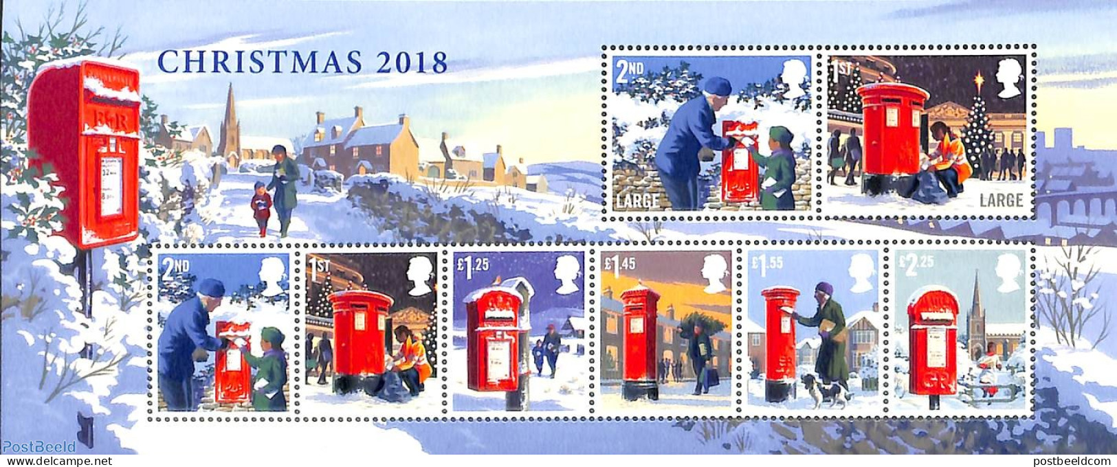 Great Britain 2018 Christmas 8v M/s, Mint NH, Religion - Christmas - Mail Boxes - Nuovi