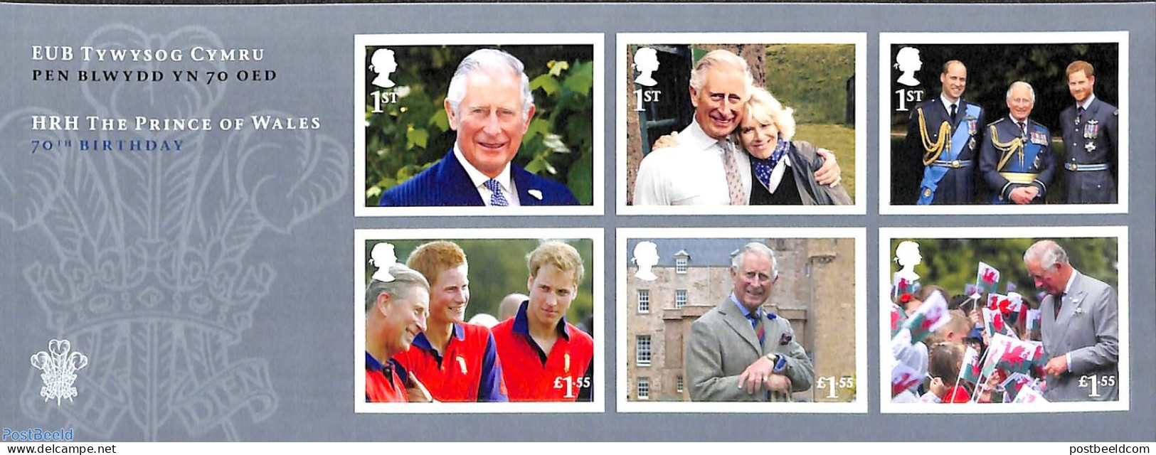 Great Britain 2018 Prince Charles 70th Birthday 6v M/s S-a, Mint NH, History - Various - Kings & Queens (Royalty) - Un.. - Nuevos