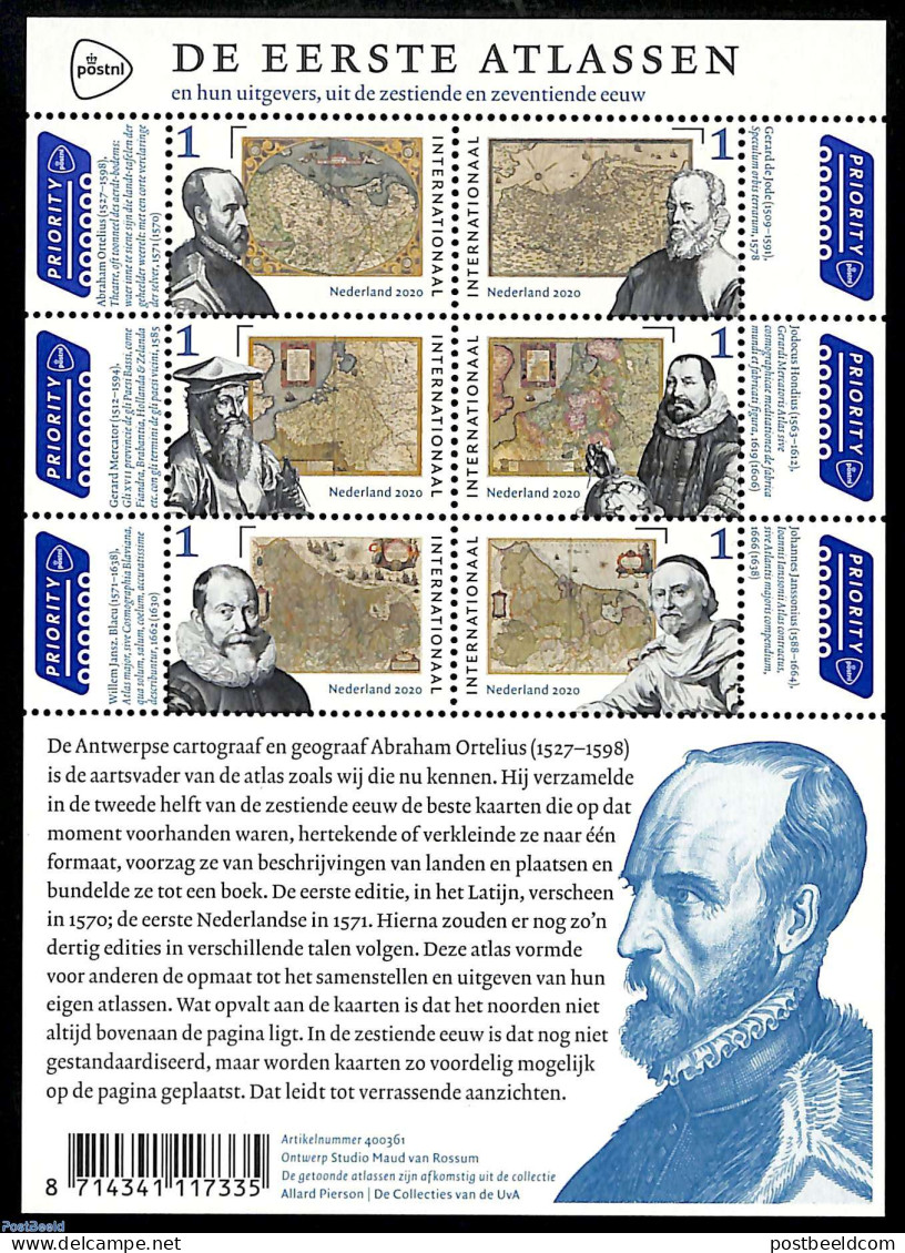 Netherlands 2020 The First Atlasses 6v M/s, Mint NH, Various - Maps - Ongebruikt