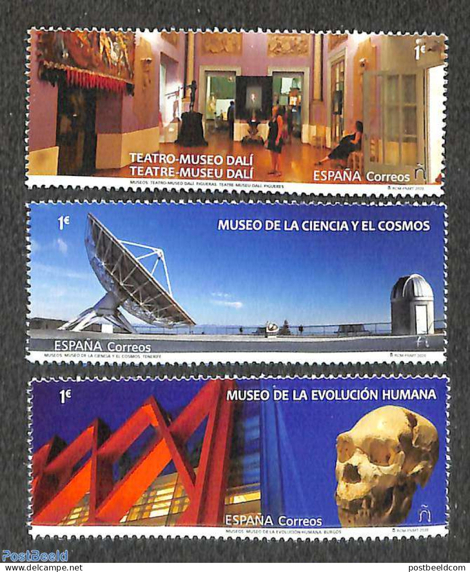 Spain 2020 Museums 3v, Mint NH, History - Science - Archaeology - Astronomy - Art - Museums - Salvador Dali - Ongebruikt