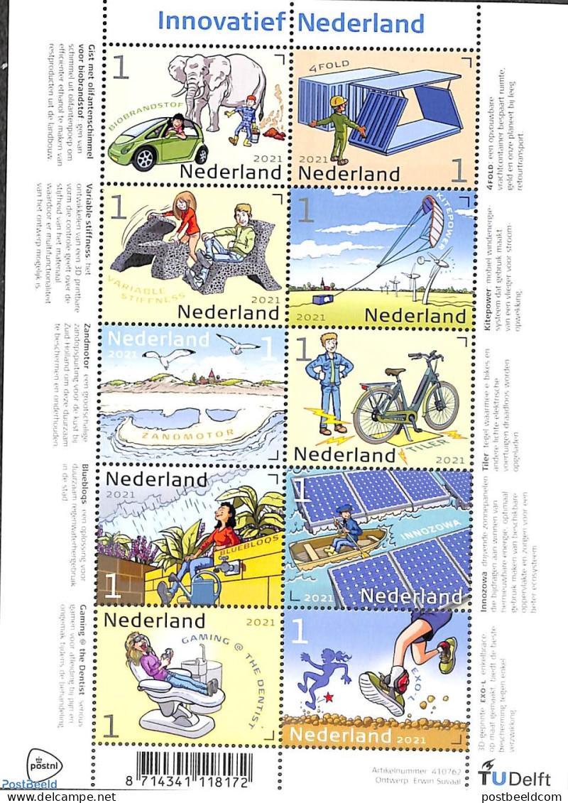 Netherlands 2021 Innovations 10v M/s, Mint NH, Health - Nature - Science - Sport - Various - Dentistry - Elephants - I.. - Neufs