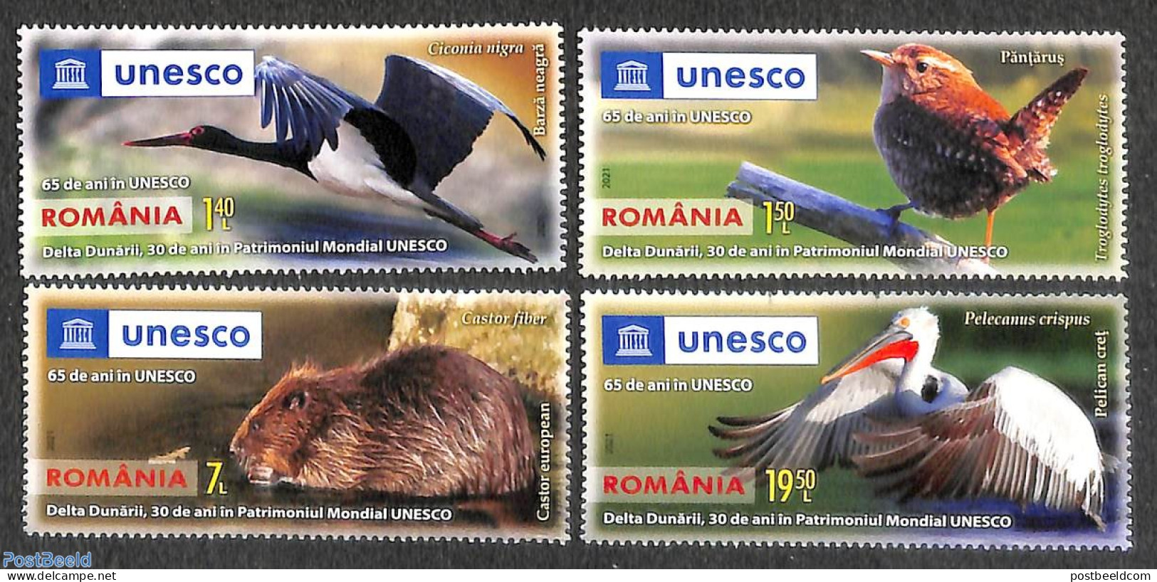 Romania 2021 Danube Delta, UNESCO 4v, Mint NH, History - Nature - Unesco - Animals (others & Mixed) - Birds - Unused Stamps