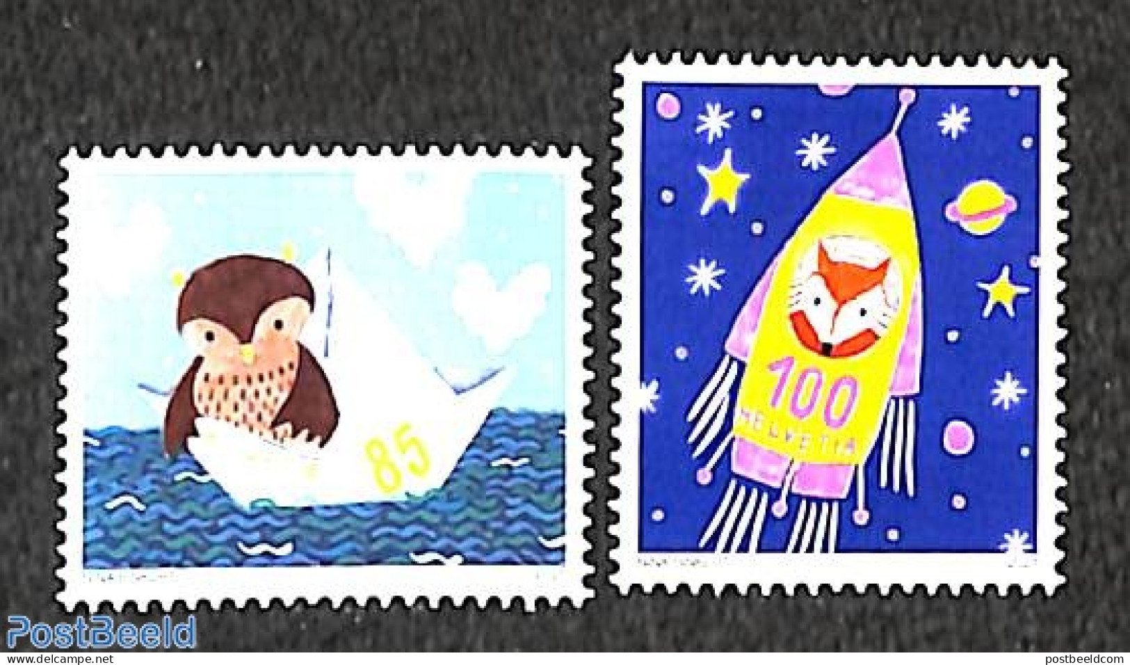 Switzerland 2021 Wishing Stamps Owl & Fox 2v, Mint NH, Nature - Animals (others & Mixed) - Owls - Neufs