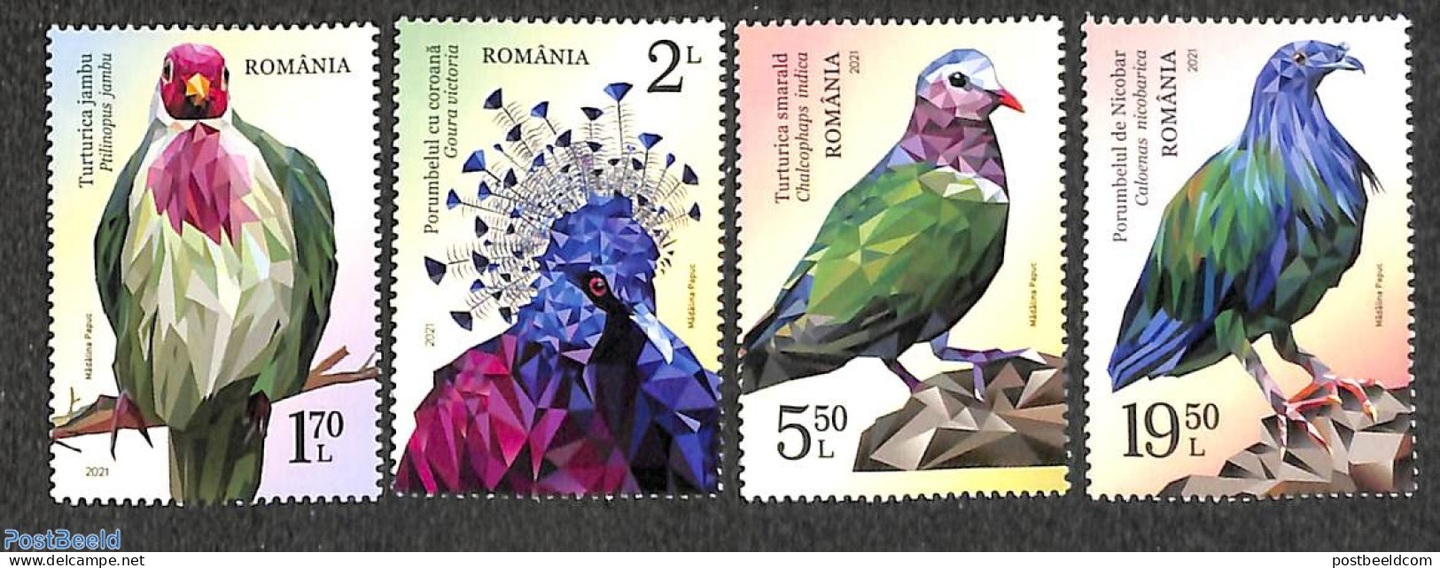 Romania 2021 Pigeons 4v, Mint NH, Nature - Birds - Ungebraucht