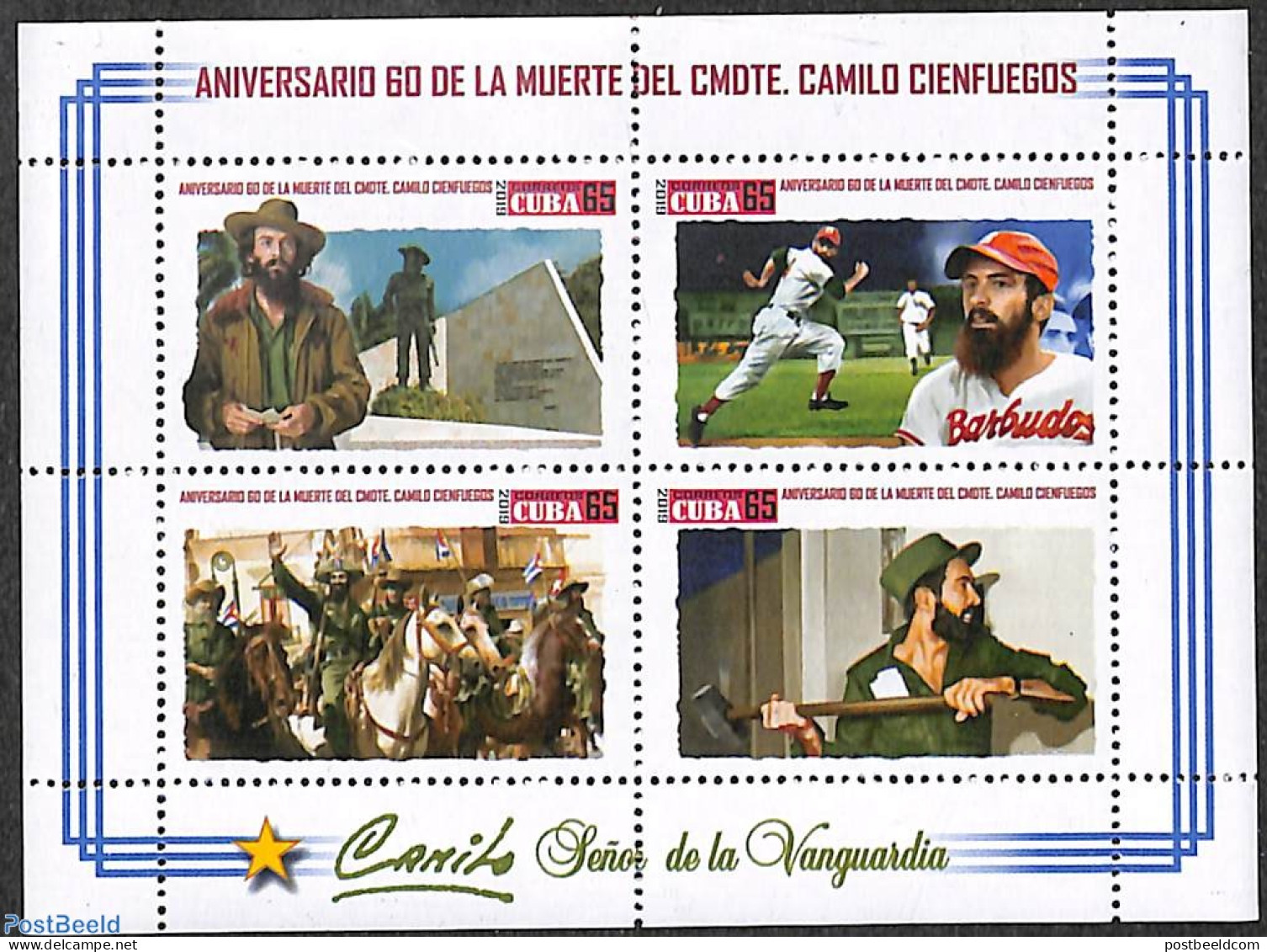 Cuba 2019 Camilo Cienfuegos 4v M/s, Mint NH, Nature - Sport - Horses - Baseball - Ungebraucht