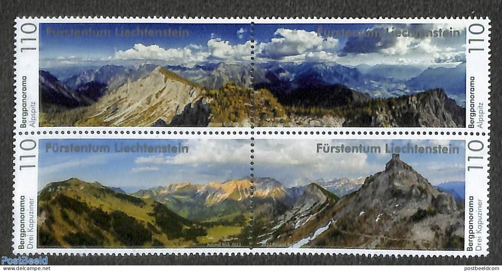 Liechtenstein 2022 Mountain Panorama 4v [+], Mint NH, Sport - Mountains & Mountain Climbing - Nuevos