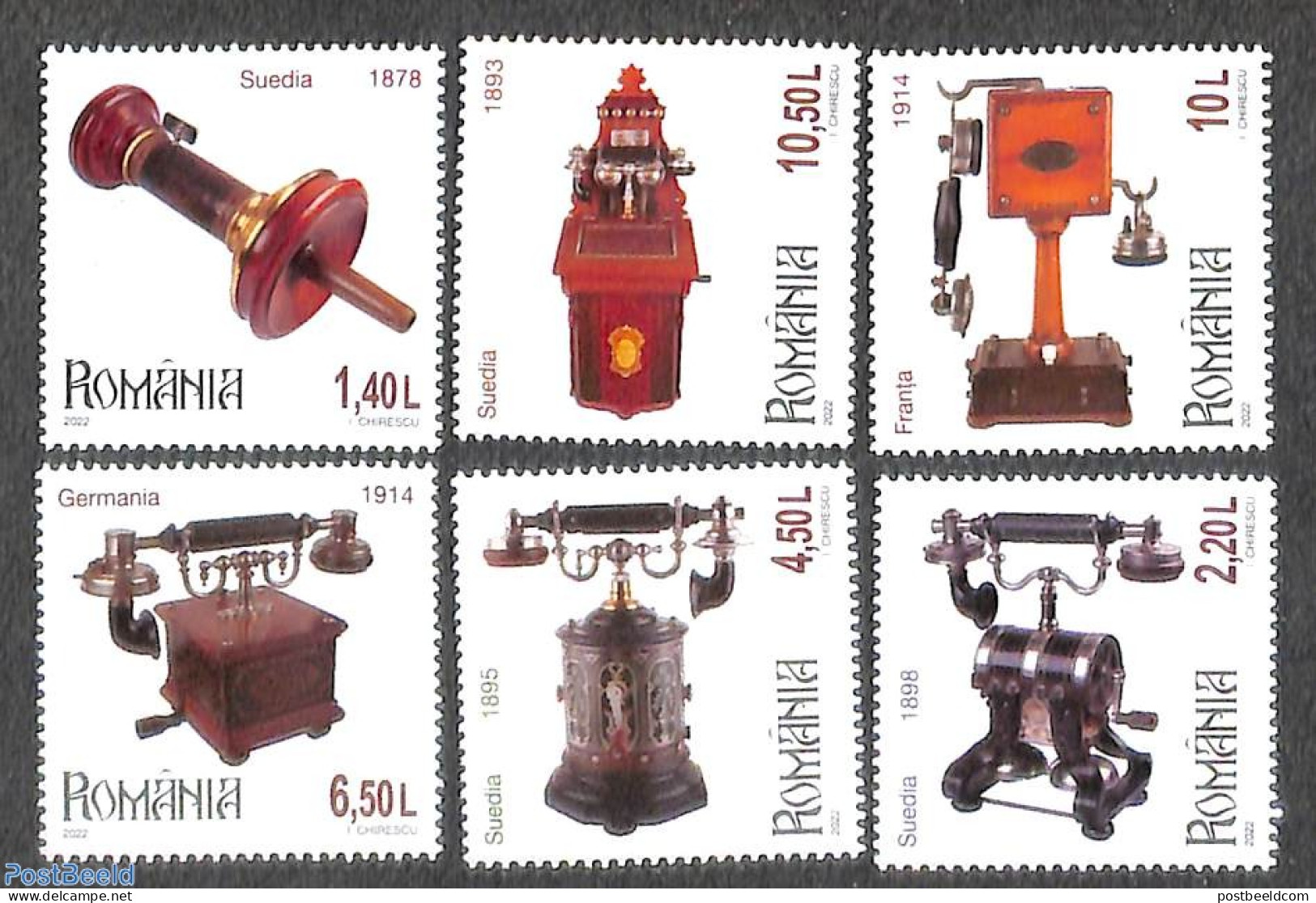 Romania 2022 Telephones 6v, Mint NH, Science - Telecommunication - Telephones - Unused Stamps