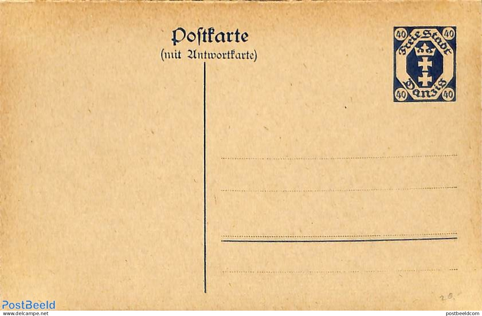 Germany, Danzig 1921 Reply Paid Postcard 40/40pf, Unused Postal Stationary - Andere & Zonder Classificatie