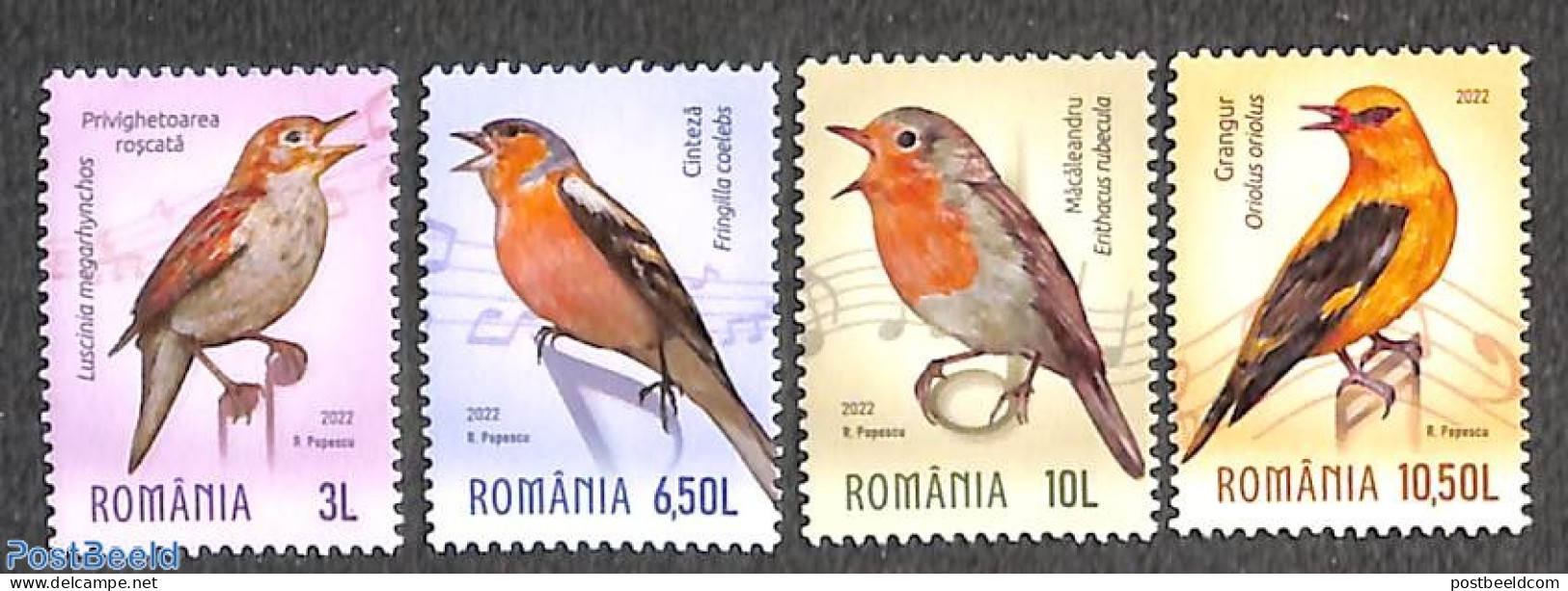 Romania 2022 Singing Birds 4v, Mint NH, Nature - Birds - Ungebraucht